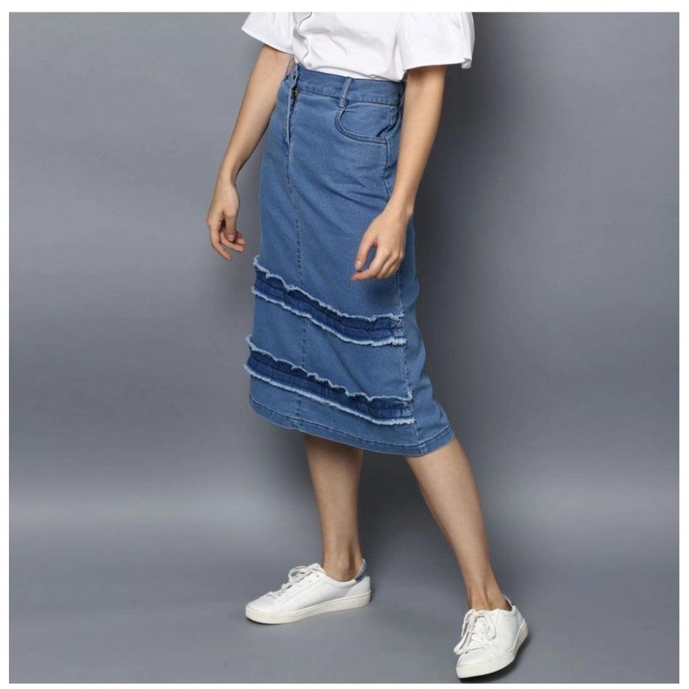 Tremendous Denim Washed Buttoned Skirt