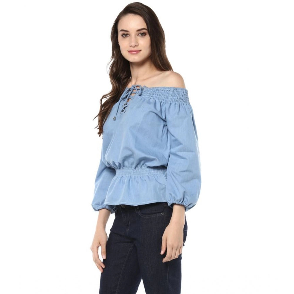 Superb Denim Solid Regular Top