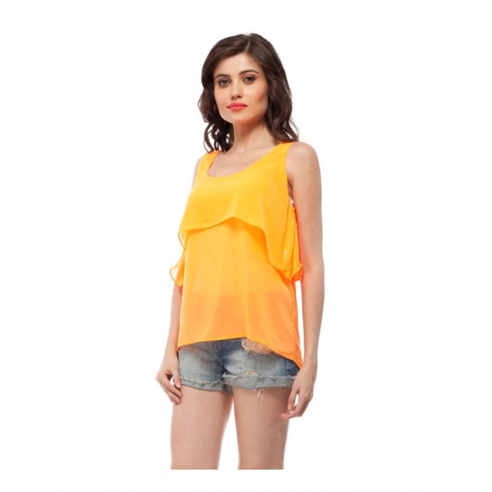 Modish Polyester Solid Sleeveless Regular Top