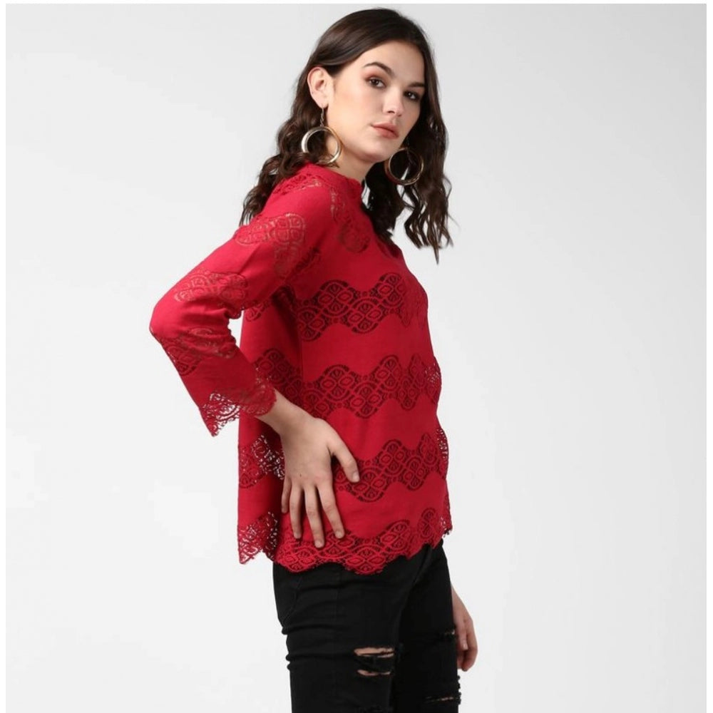 Fantastic Cotton Self Design Long Sleeves Top