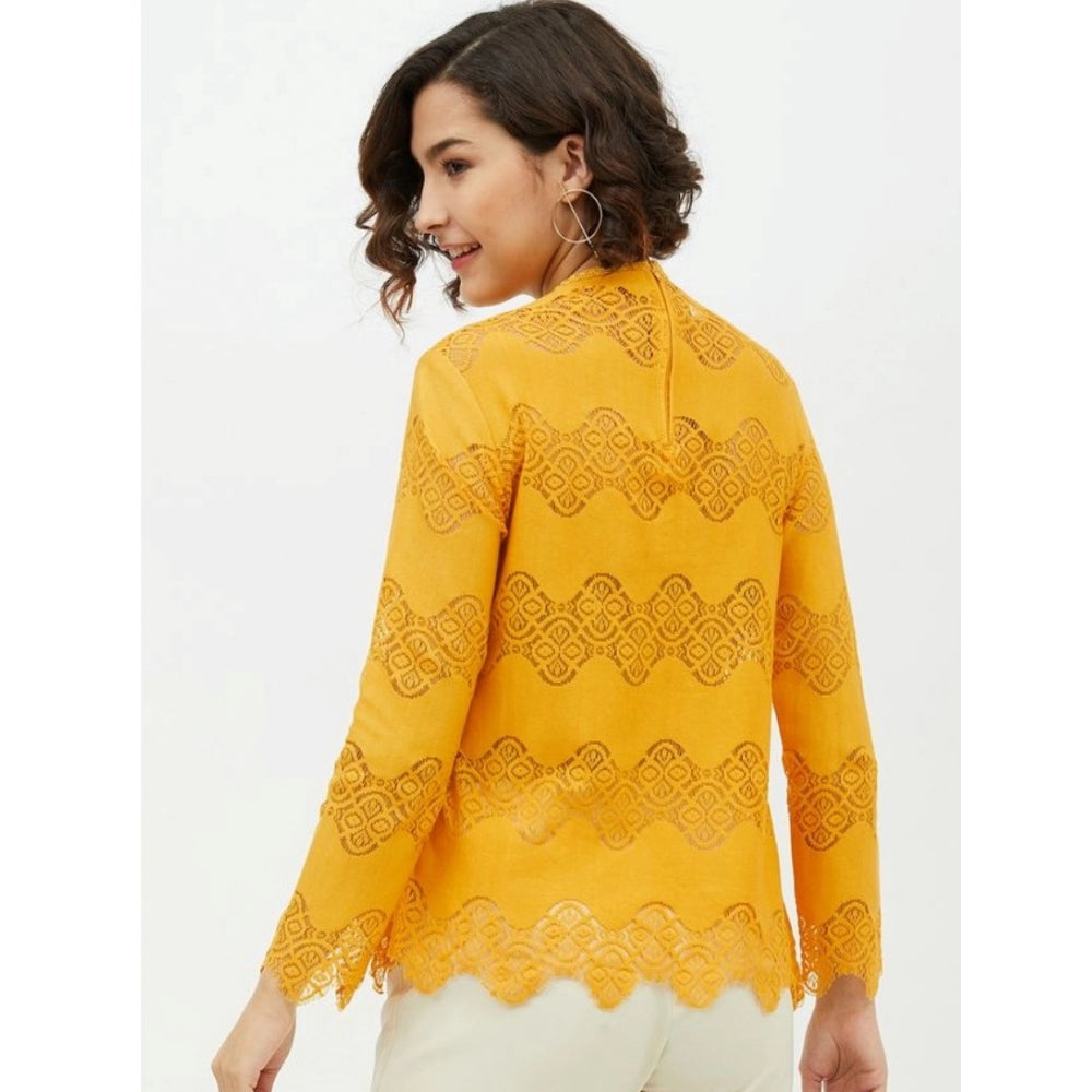 Fantastic Cotton Lace Inserts Long Sleeves Top