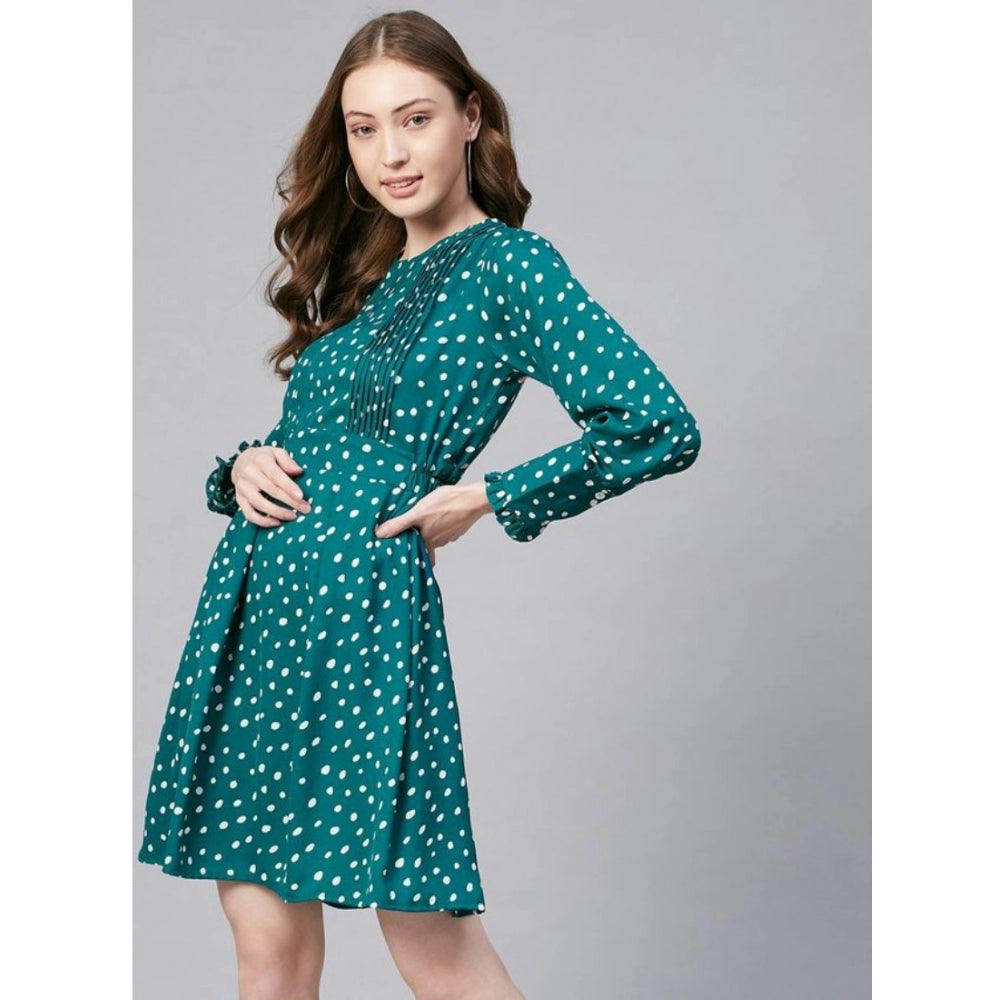 Dashing Polyester Polka Long Sleeves Above Knee Dress