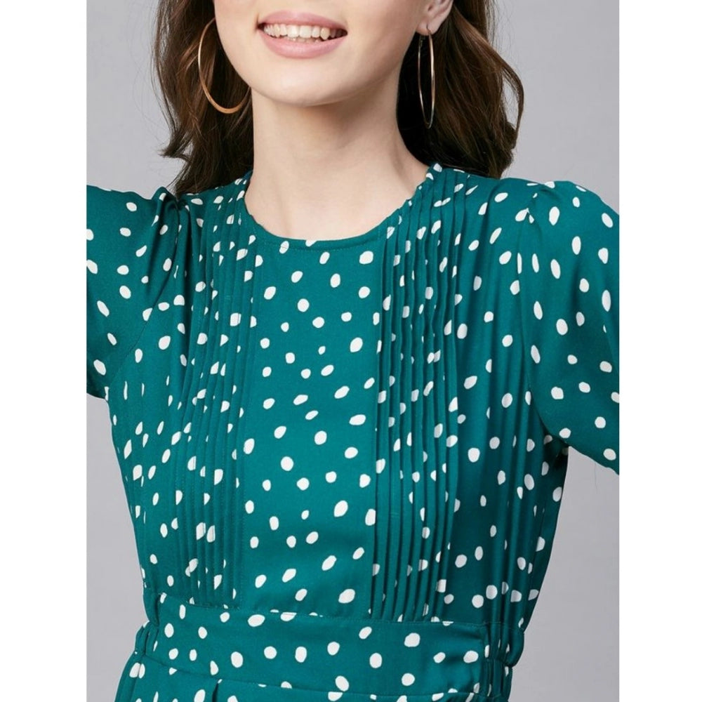 Dashing Polyester Polka Long Sleeves Above Knee Dress