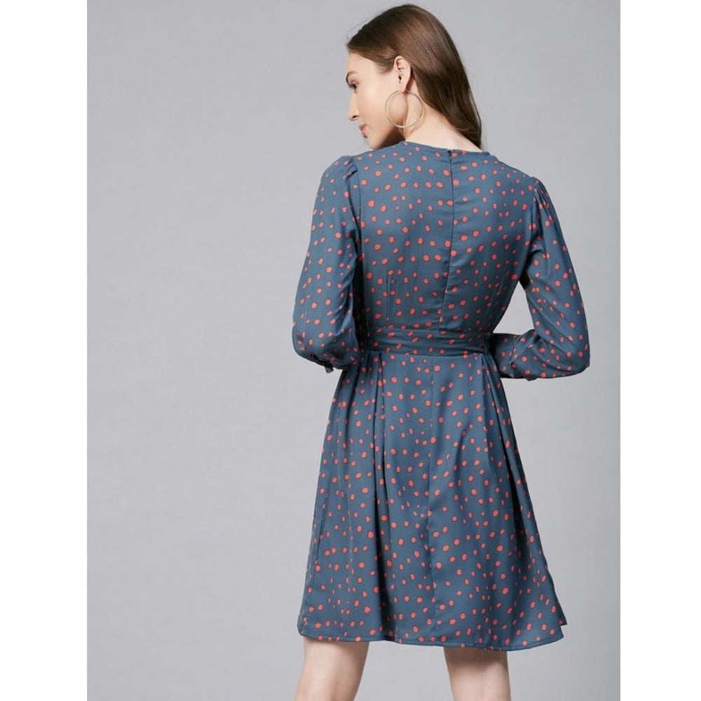 Dashing Polyester Polka Long Sleeves Above Knee Dress