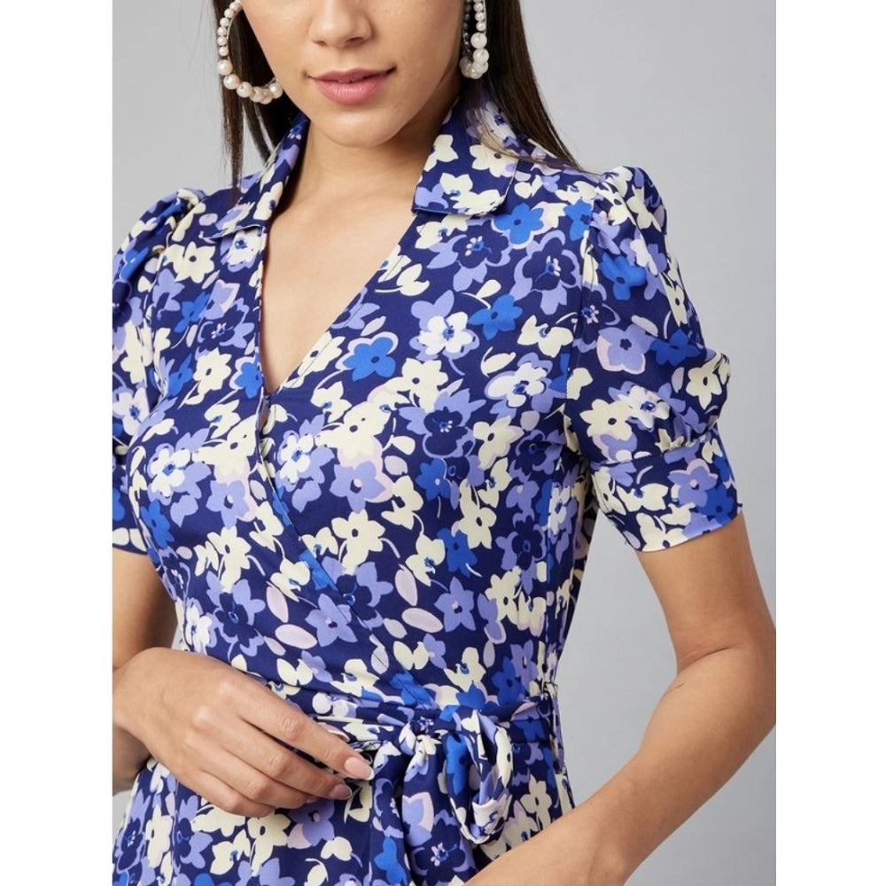 Appealing Polyester Floral Short Sleeve Above Knee Dress