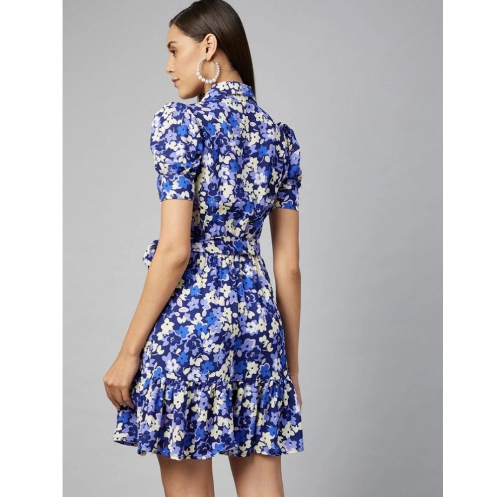 Appealing Polyester Floral Short Sleeve Above Knee Dress