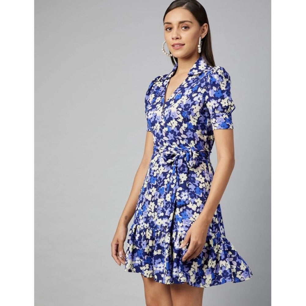 Appealing Polyester Floral Short Sleeve Above Knee Dress