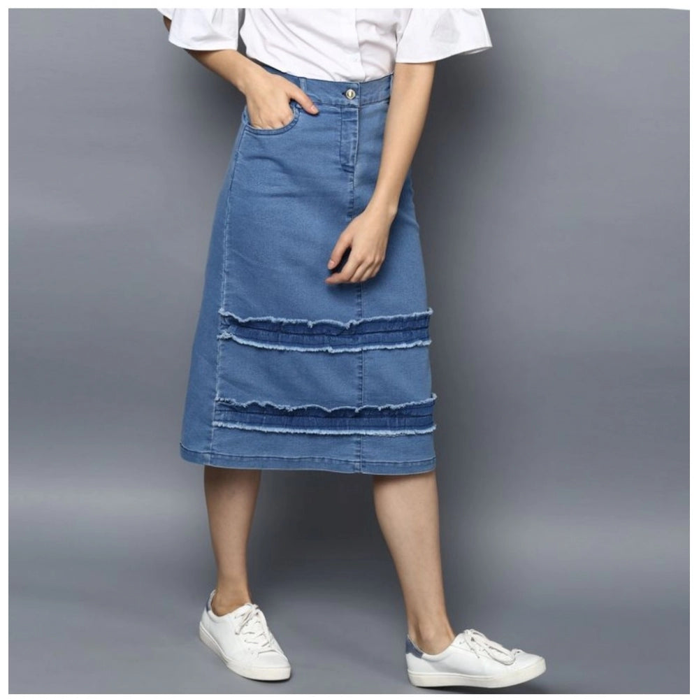 Tremendous Denim Washed Buttoned Skirt