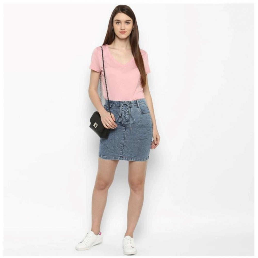 Fabulous Denim Draw String Buttoned Skirt