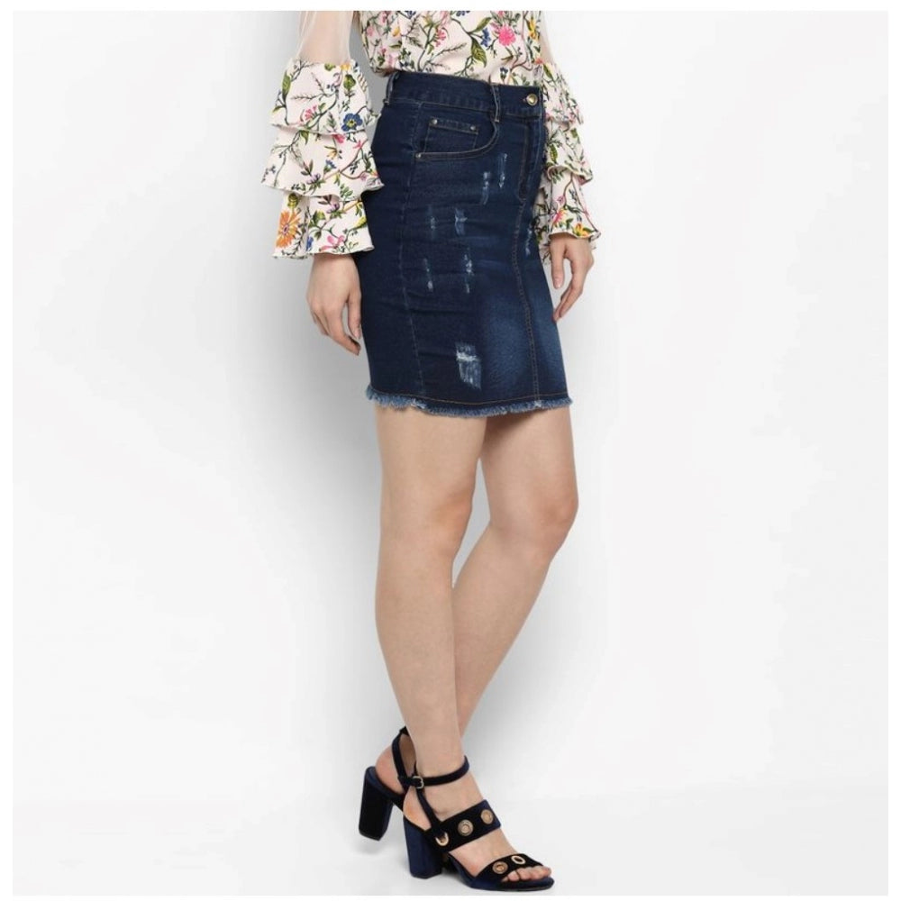 Fabulous Denim Distressed Buttoned Skirt