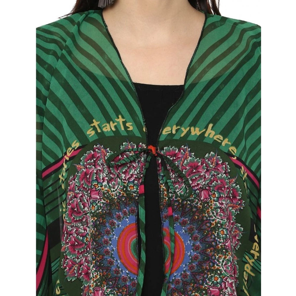 Dashing Polyester Printed Kaftan Sleeve Shrug