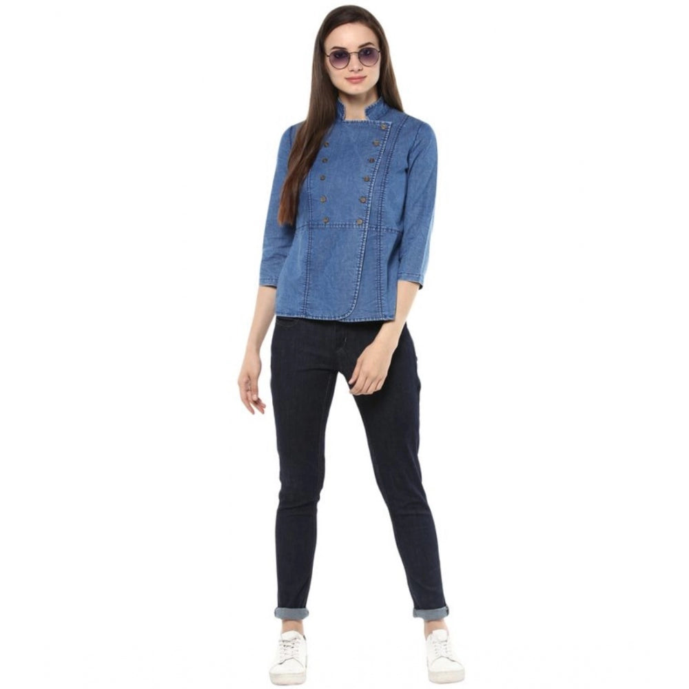 Superb Denim Solid Regular Top