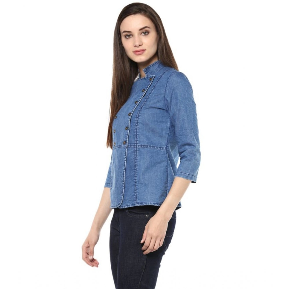 Superb Denim Solid Regular Top