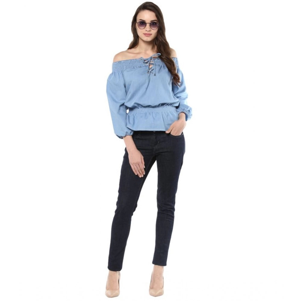 Superb Denim Solid Regular Top