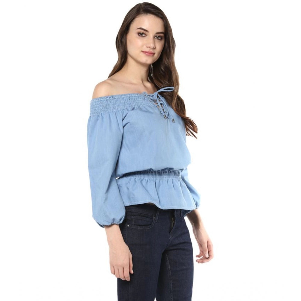 Superb Denim Solid Regular Top