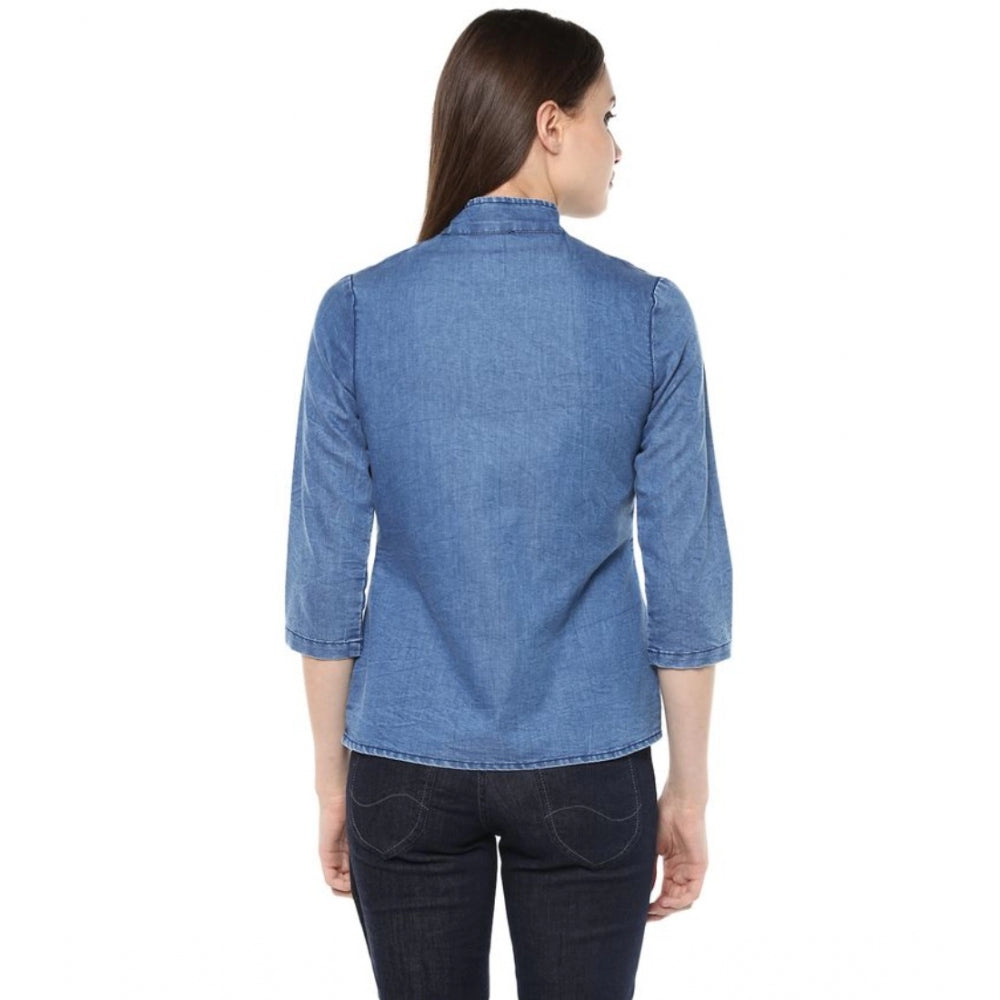 Superb Denim Solid Regular Top