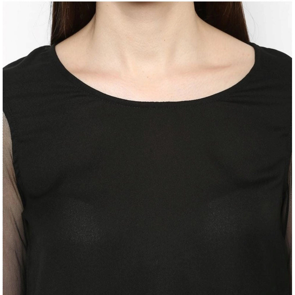 Modish Polyester Solid Tier Sleeve Top