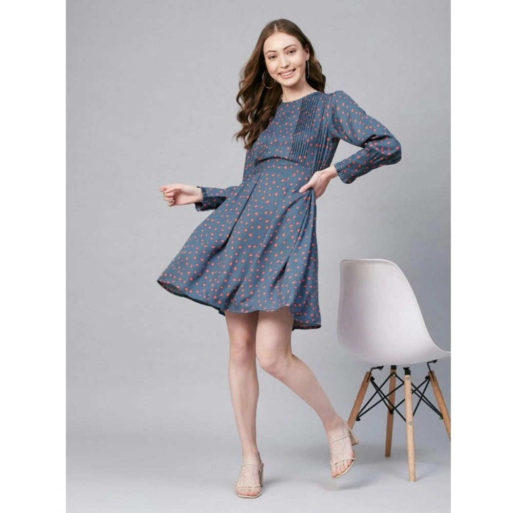 Dashing Polyester Polka Long Sleeves Above Knee Dress