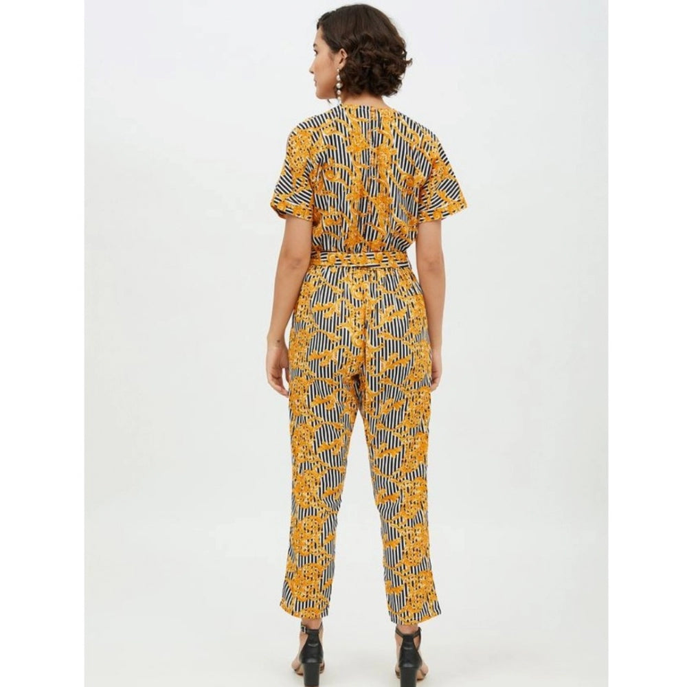 Dashing Polyester Printed Half Sleeve Long Jumpsuit