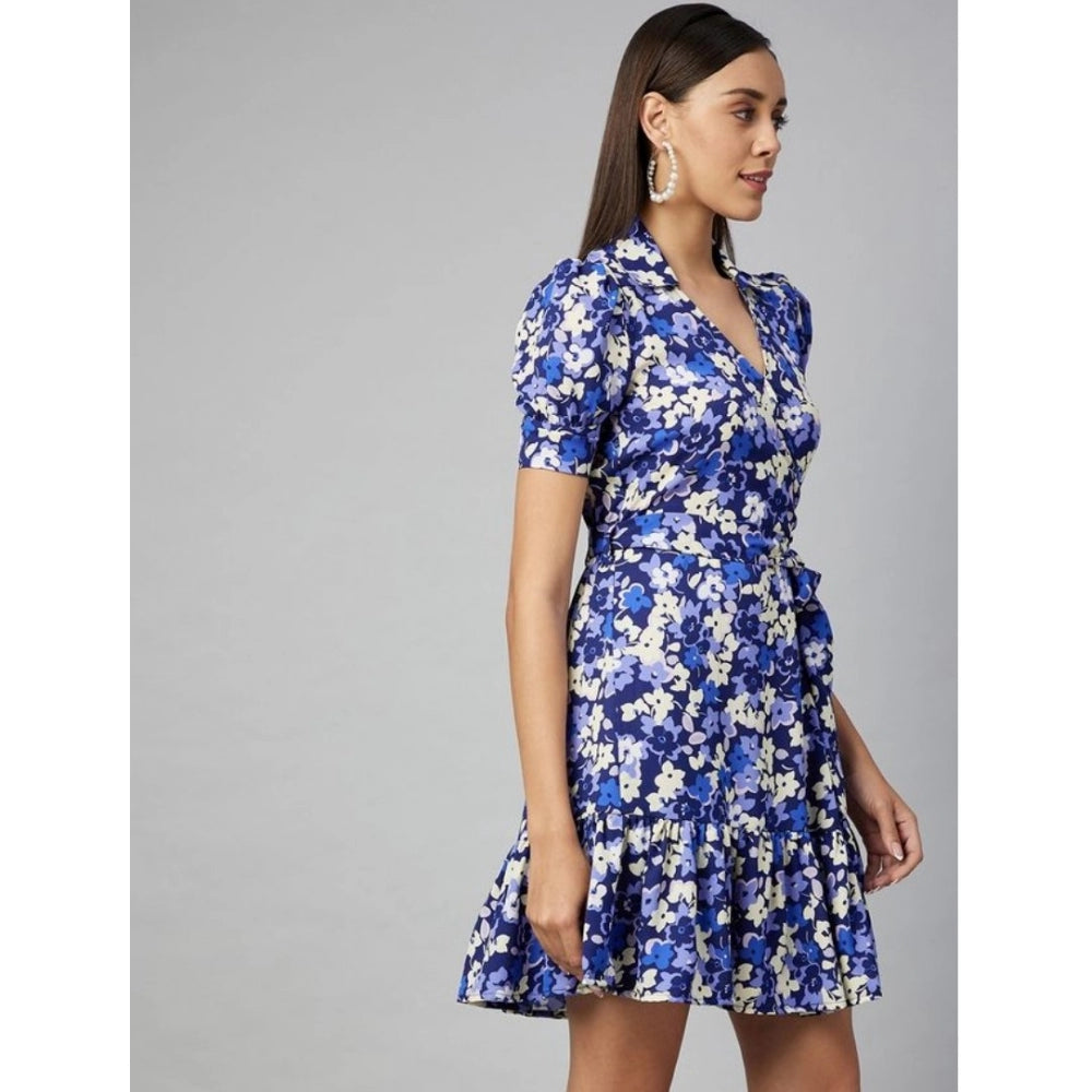 Appealing Polyester Floral Short Sleeve Above Knee Dress