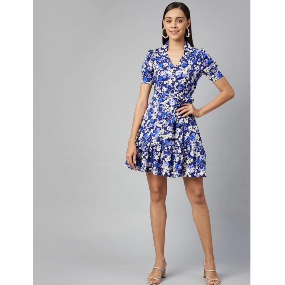 Appealing Polyester Floral Short Sleeve Above Knee Dress