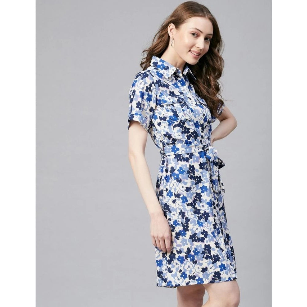 Appealing Polyester Floral Short Sleeve Above Knee Dress