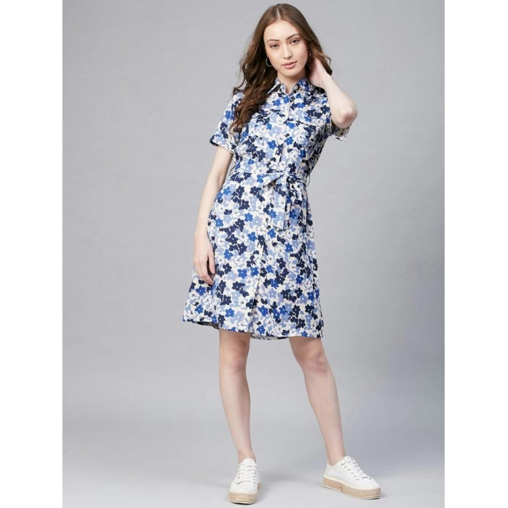 Appealing Polyester Floral Short Sleeve Above Knee Dress