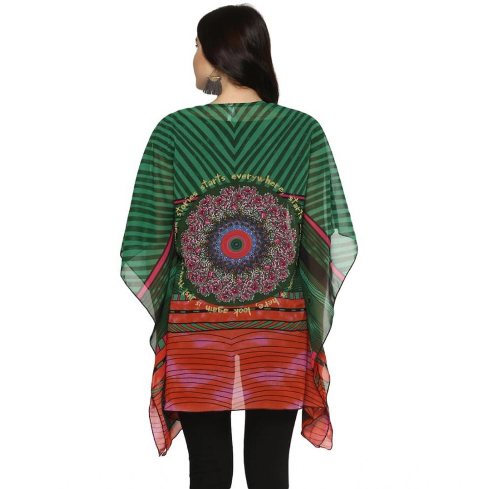 Dashing Polyester Printed Kaftan Sleeve Shrug