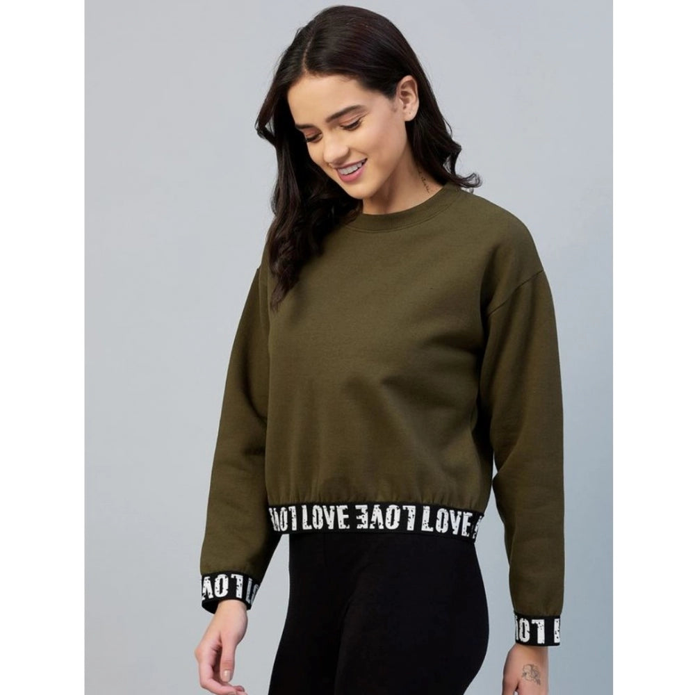 Tremendous Fleece Solid Long Sleeves Sweatshirt