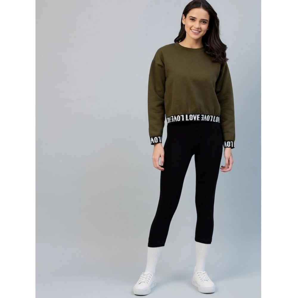 Tremendous Fleece Solid Long Sleeves Sweatshirt