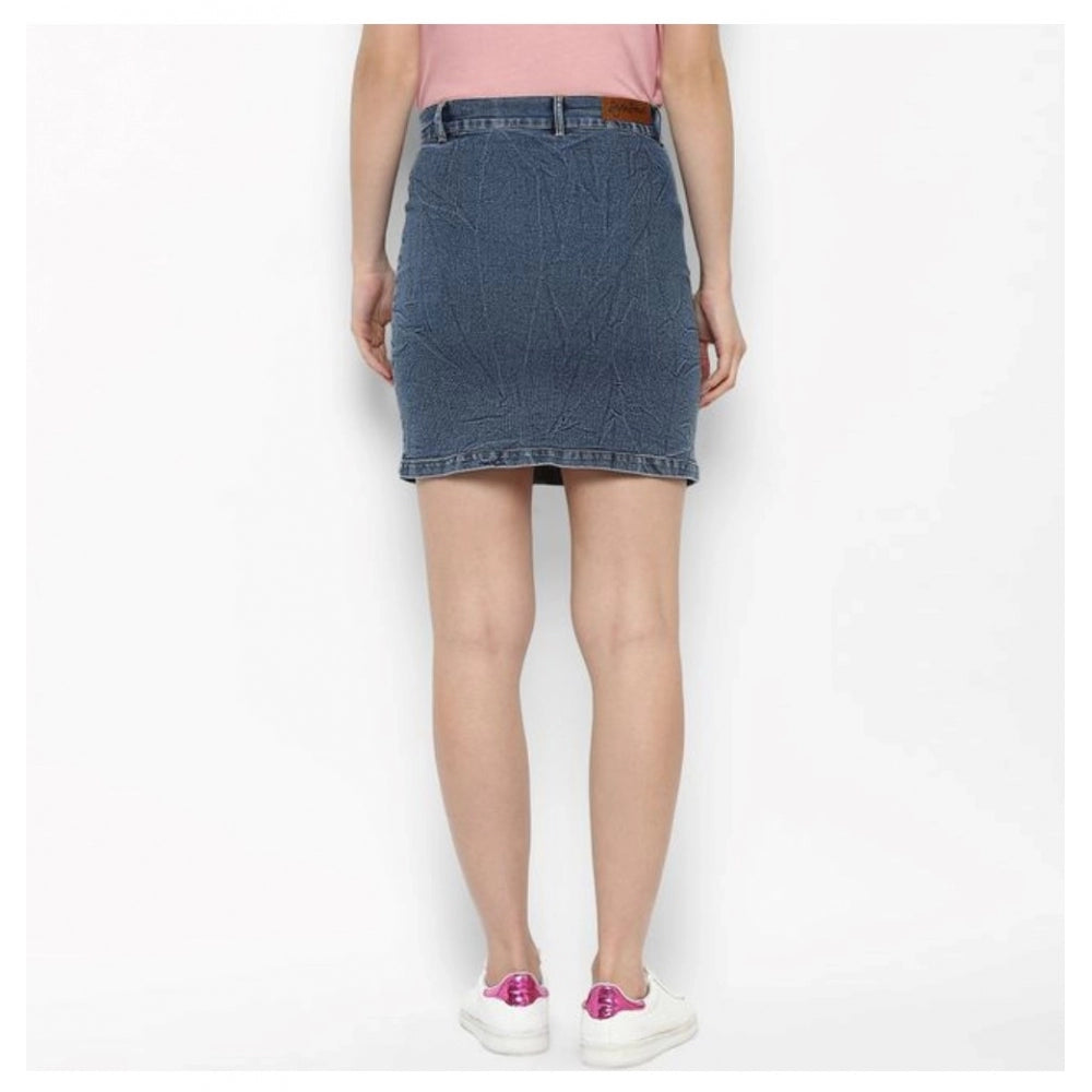 Fabulous Denim Front Pocket Buttoned Skirt