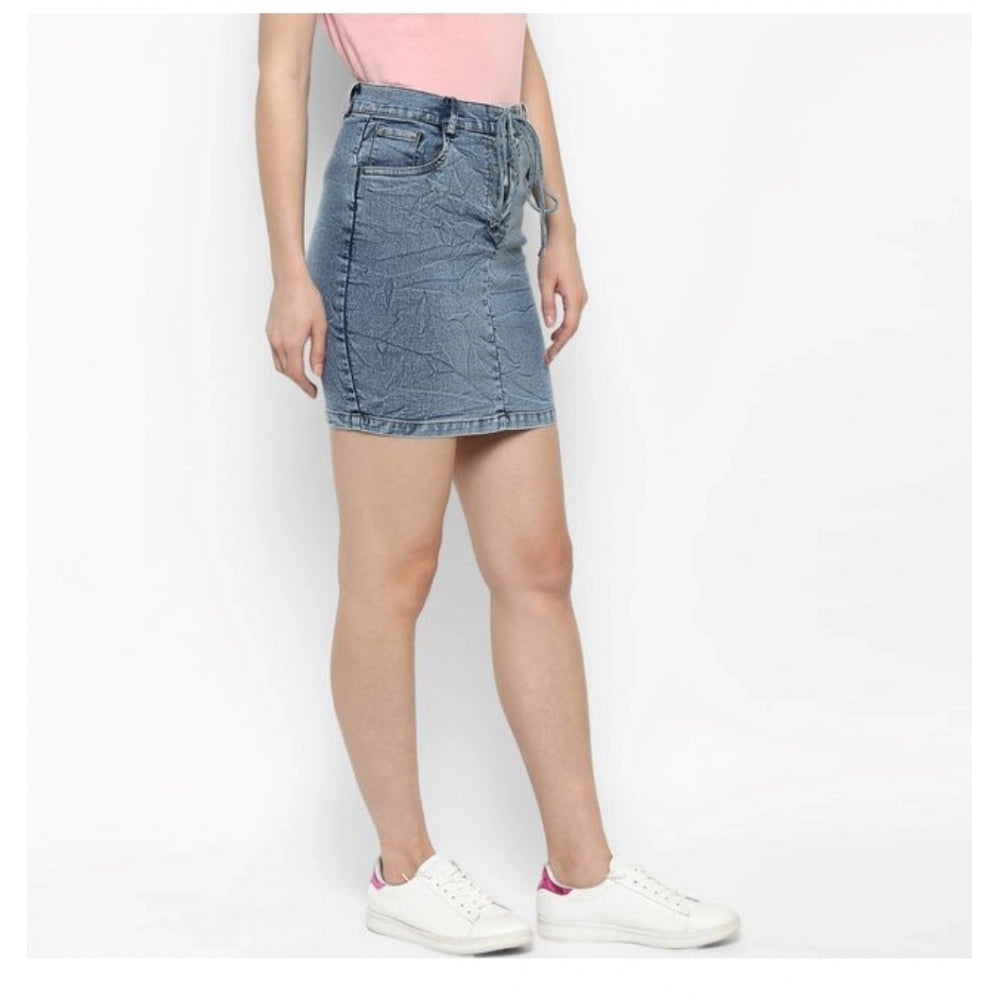 Fabulous Denim Draw String Buttoned Skirt