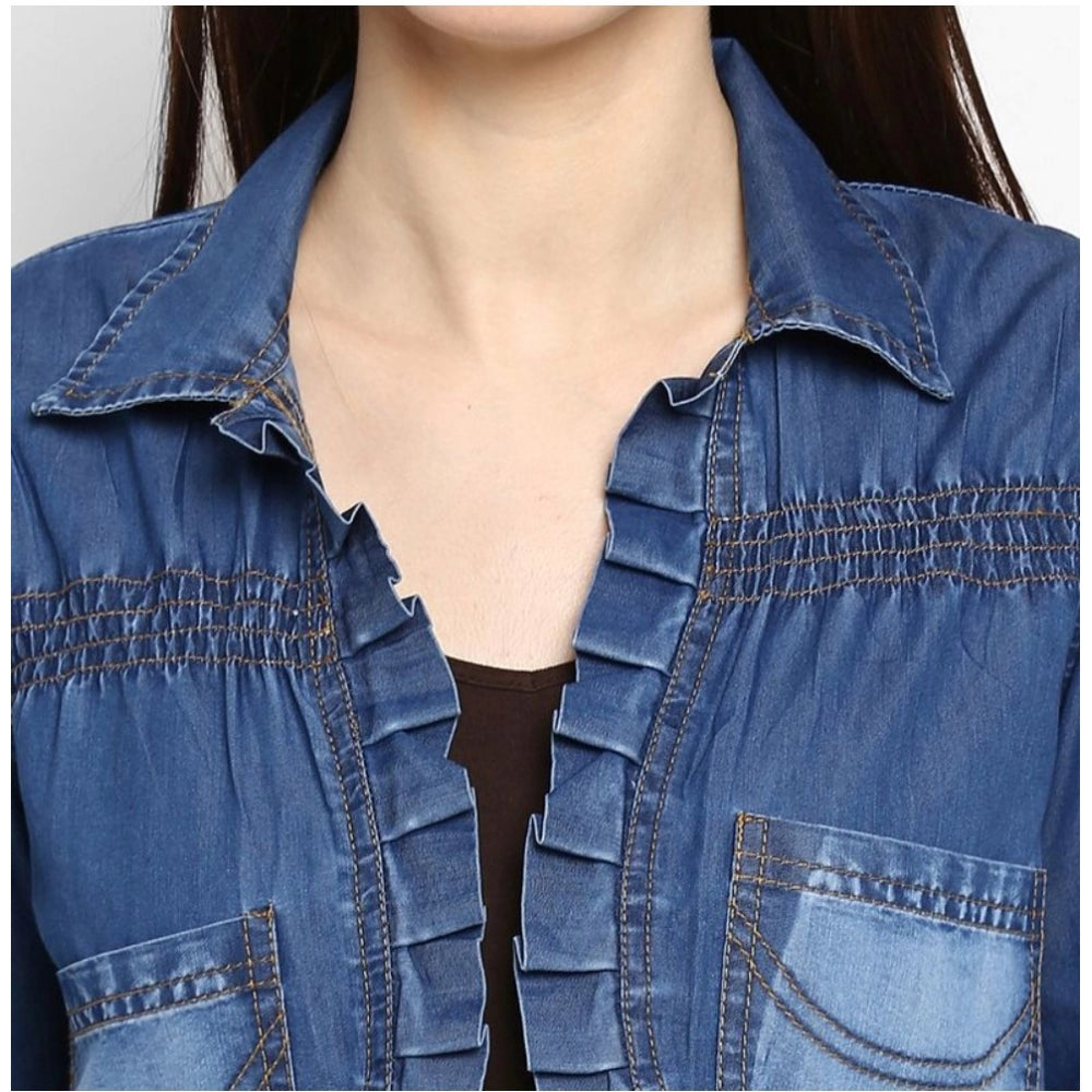 Superb Denim Pleated Shrug