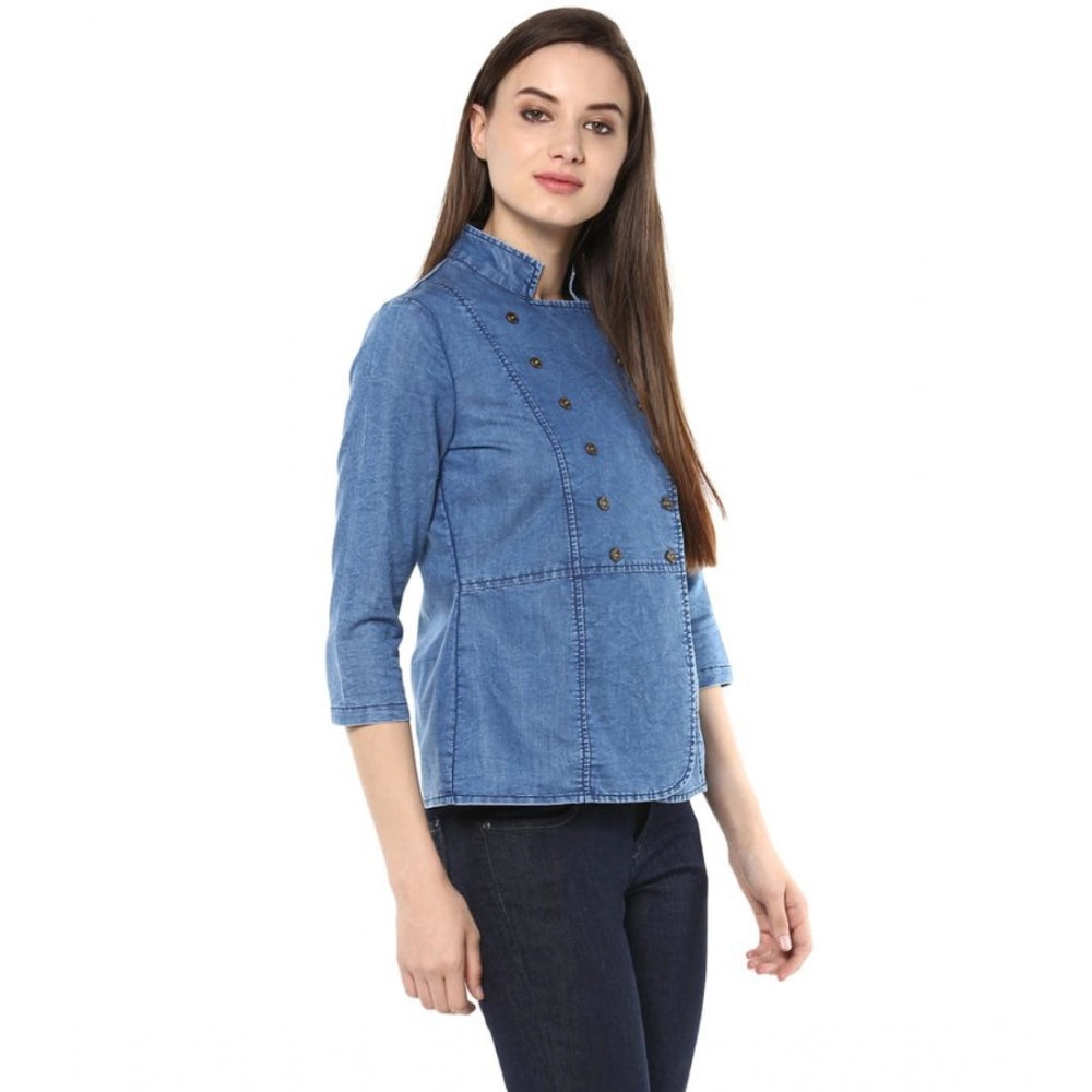 Superb Denim Solid Regular Top