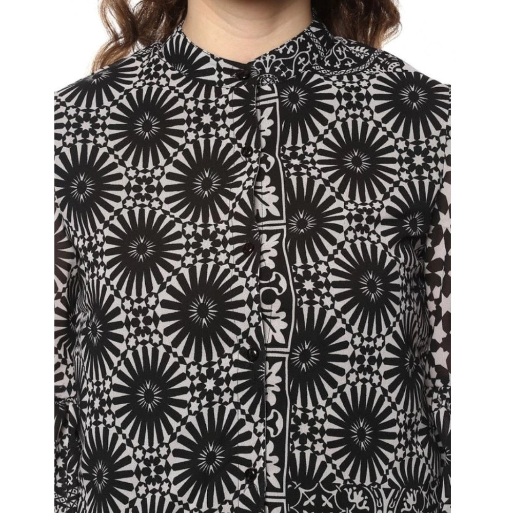 Dashing Polyester Printed Balloon Sleeve Top