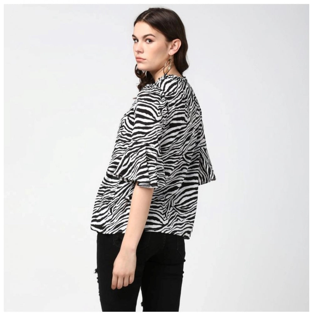 Incredible Polyester Printed Bell Sleeve Top