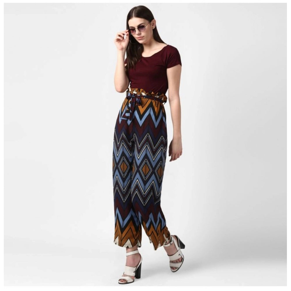 Sophisticated Polyester Chevron Elasticated Trousers