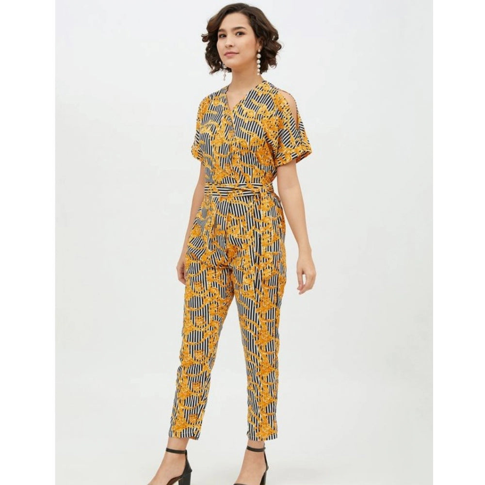 Dashing Polyester Printed Half Sleeve Long Jumpsuit