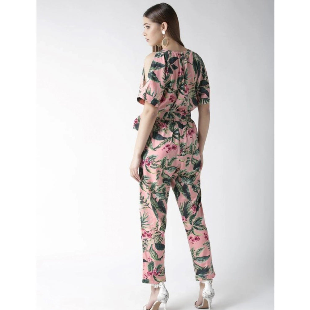 Sophisticated Polyester Floral Half Sleeve Jumpsuit