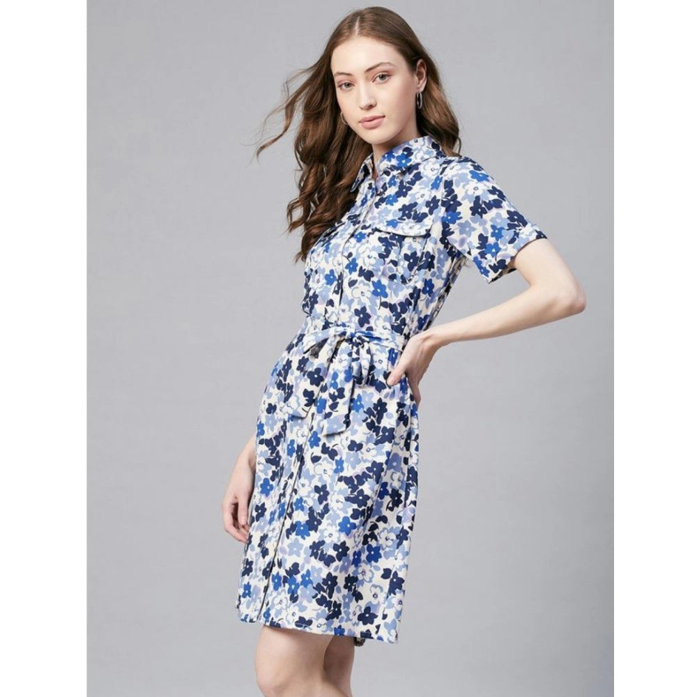 Appealing Polyester Floral Short Sleeve Above Knee Dress