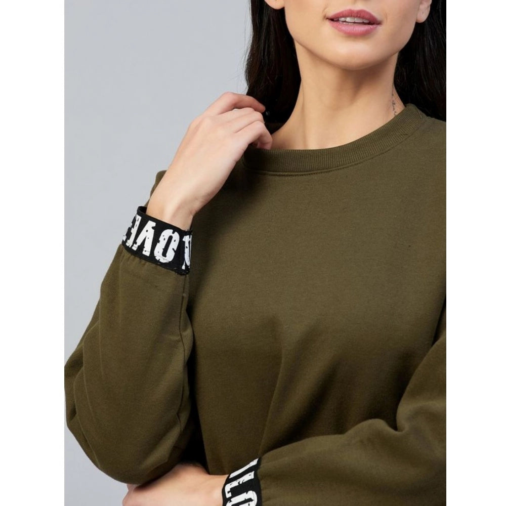 Tremendous Fleece Solid Long Sleeves Sweatshirt