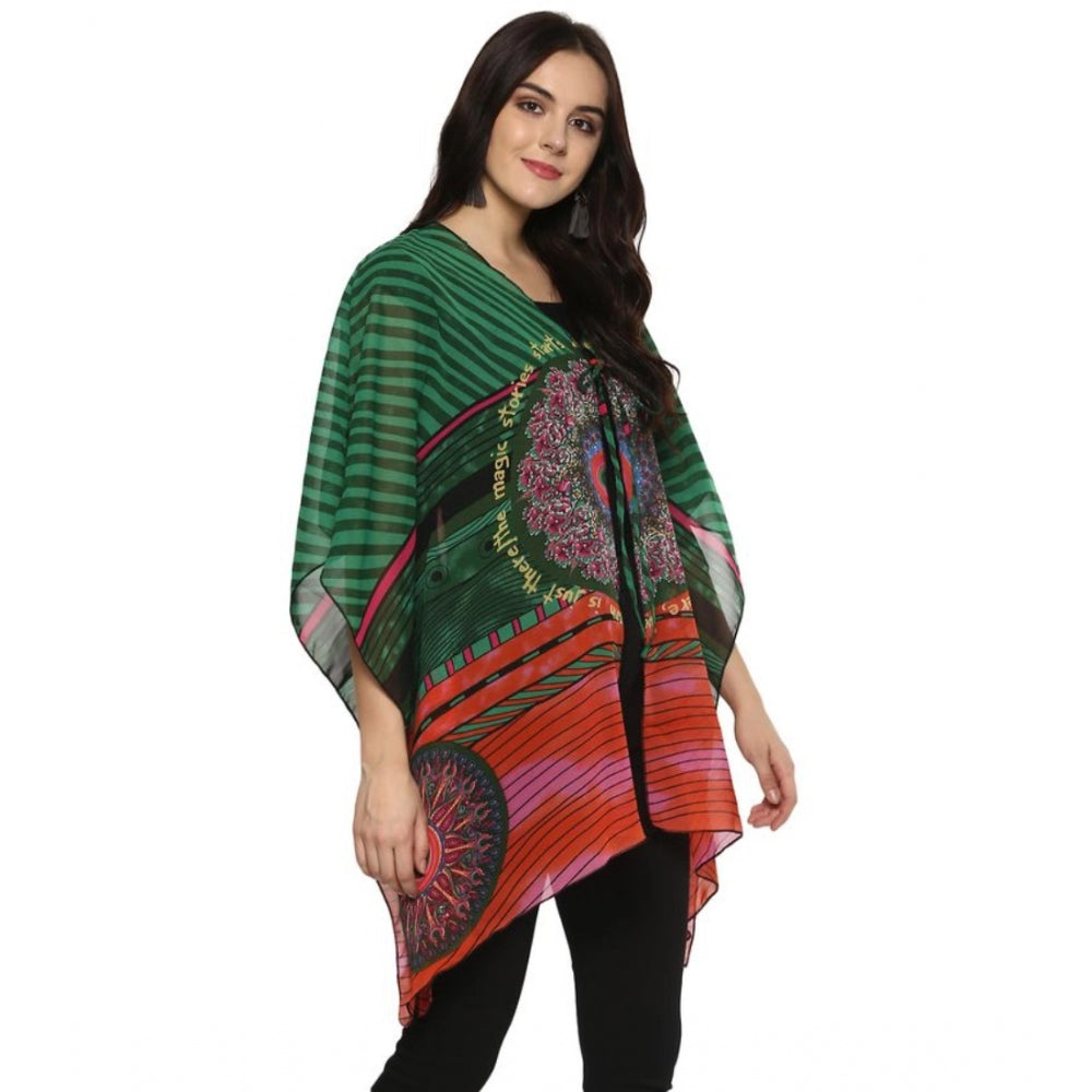 Dashing Polyester Printed Kaftan Sleeve Shrug