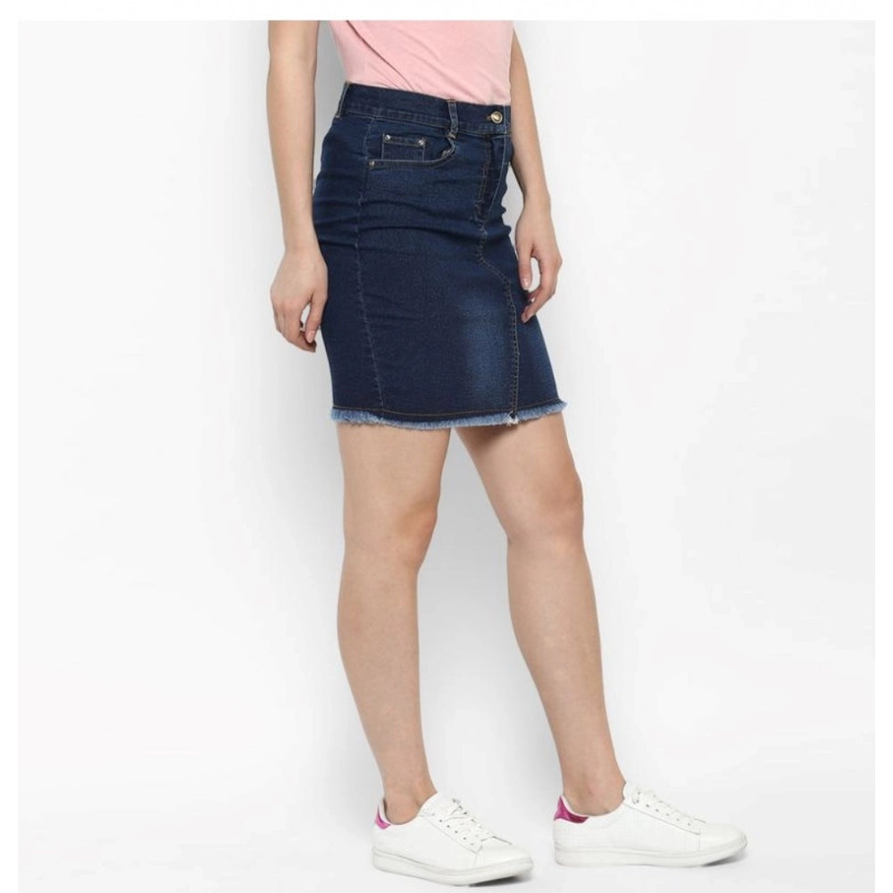 Glorious Denim Stitching Pattern Buttoned Skirt