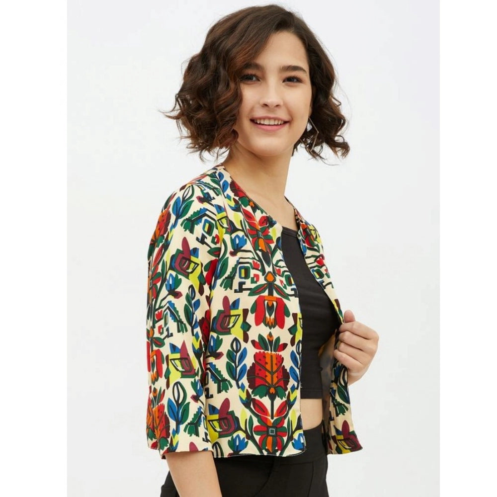 Sophisticated Polyester Floral Shrug