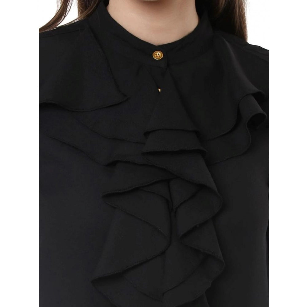 Exquisite Polyester Ruffled Long Sleeves Top