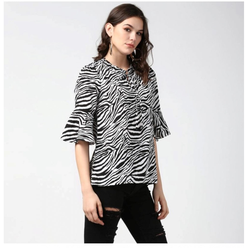 Incredible Polyester Printed Bell Sleeve Top