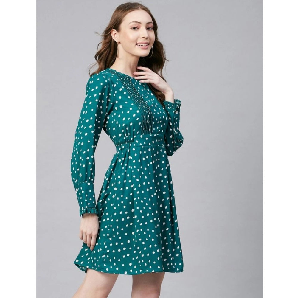 Dashing Polyester Polka Long Sleeves Above Knee Dress