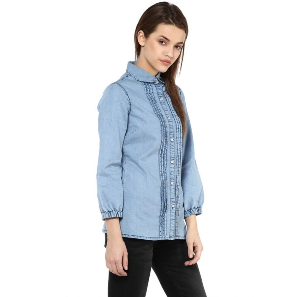 Superb Denim Solid Standard Length Shirt