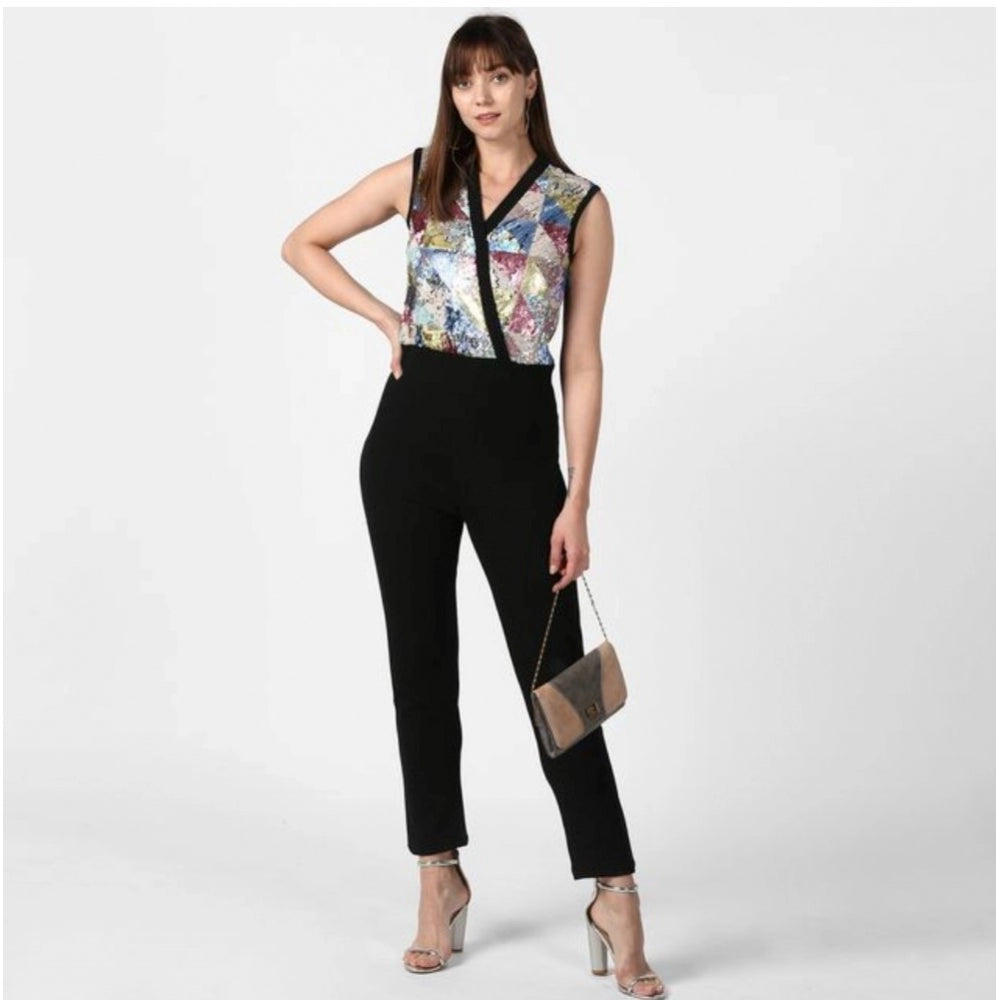 Sophisticated Polyester Embellished Sleeveless Jumpsuit