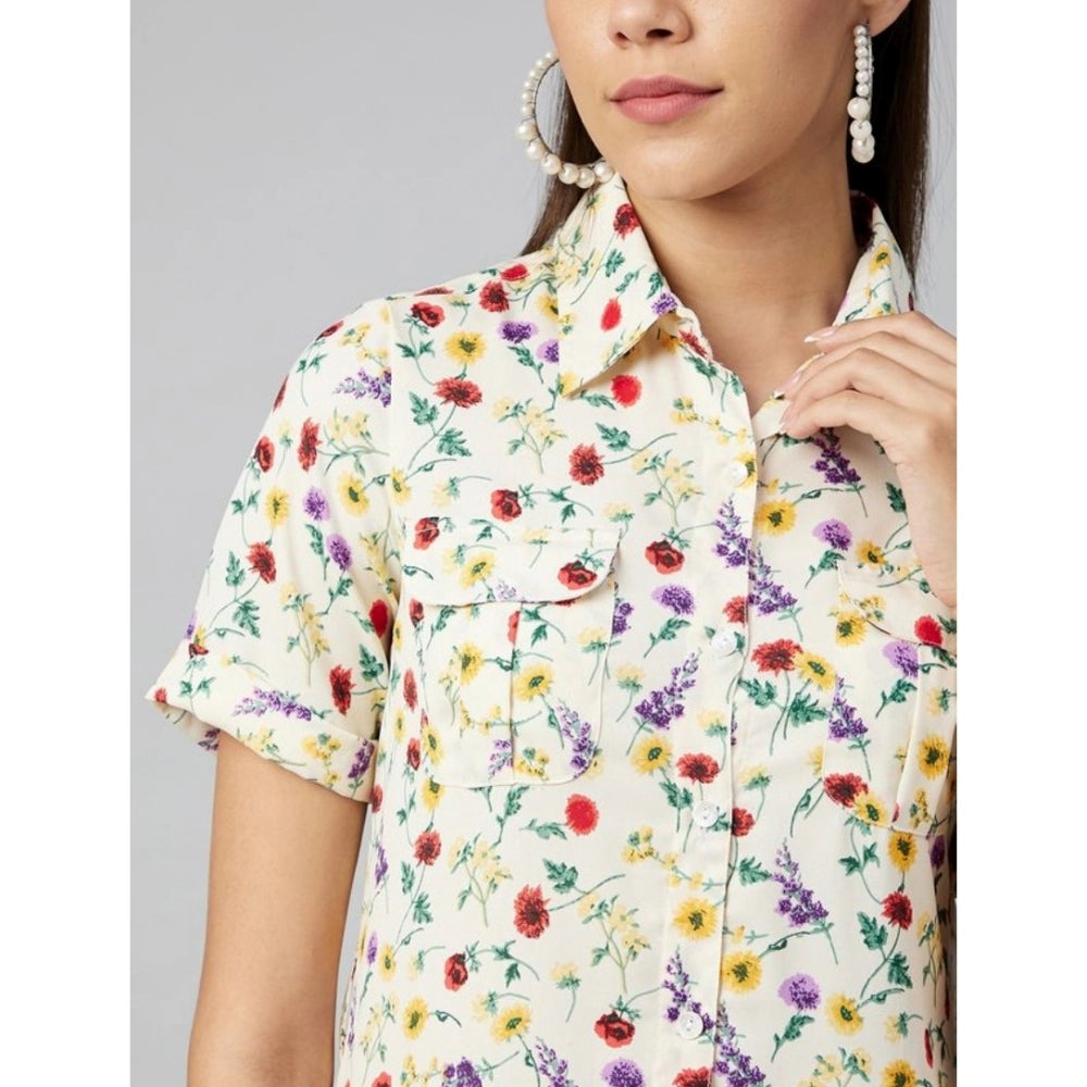 Appealing Polyester Floral Short Sleeve Above Knee Dress